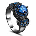 Blue Round Sapphire 10Kt Black Gold Filled Size7