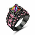 Mystic Rainbow Ring 10KT Black Gold Filled Size 8