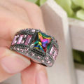 Mystic Rainbow Ring 10KT Black Gold Filled Size 8