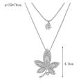 GRACEFUL FLOWER PENDANT TWO LAYERS LONG FASHION NECKLACE
