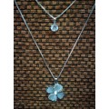 Long Sweater Chain Silver Colored Crystal Flower Fashion Necklace