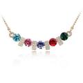 Multicolor Crystal Rhinestone Gold Chain Pendant Necklace
