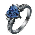 Black Gold Filled Love Heart Shape Wedding Ring Size 6