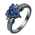 Black Gold Filled Love Heart Shape Wedding Ring Size 6