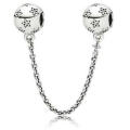 Sterling Silver Beads CZ Safety Chain Charms Fit Necklace Bracelet