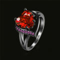Mystic Heart Shaped red Ruby Ring 10KT Black Gold Filled Size 6