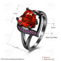 Mystic Heart Shaped red Ruby Ring 10KT Black Gold Filled Size 6
