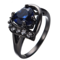 Mystic Heart Shaped Sapphire Ring 10KT Black Gold Filled Size 10