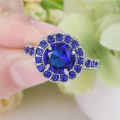 Princess Cut Blue Sapphire 10Kt White Gold Filled Ring Size 6