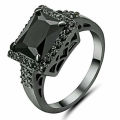 Noble Black Sapphire 10K Black Gold Filled Ring Size 6