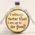 I Solemnly Swear That I Am Up To No Good Cabochon Glass Silver Chain Necklace