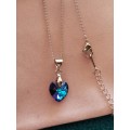 GENUINE Heart Necklaces Pendant Crystals From SWAROVSKI - Deep Crystal Blue