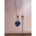 GENUINE Heart Necklaces Pendant Crystals From SWAROVSKI - Deep Crystal Blue