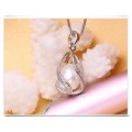 100% Natural Freshwater Pearl 925 Sterling Silver Necklace - White