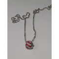 Pink Snow Ball European Charm Beads Necklace - Ref3