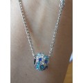 Blue Snow Ball European Charm Beads Necklace
