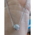 White Crystal Ball Charm Pendant with Necklace
