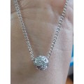 White Crystal Ball Charm Pendant with Necklace