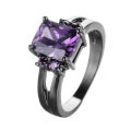 Purple Crystal 10KT Black Gold Filled Ring Size 8