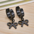 ** STAINLESS STEEL ** Black Bow Non Allergic Ear Buckle Punk