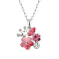 Silver Crown Charm Red Crystal Zircon Necklace by SarAbi Collection