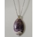 `Retail Price R650` 36x21x6mm Brazil Natural Amethyst Olivary Gemstone Necklace