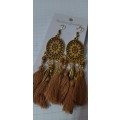 Fashion Bohemian Feather Tassel Dangle Earrings