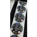 80pcs/roll Thank You Stickers  3.8cm /1.5 Inch Gift Packaging Stickers - BLACK FLOWER