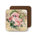 Wooden Coaster 4pc - Flowers on music sheets