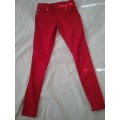 Bold red skinny pants