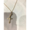 9ct Gold Fine Chain with Cross Pendant