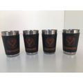 Set of 4 Stainless Steel Leather Wrapped Jagermeister Shot Glasses