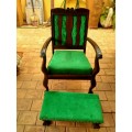 Imbuia    ball and claw chair with foot stool