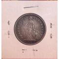 1908 - Switzerland 2 Franc Silver Coin (83.5% silver) Semi-key date