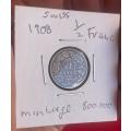 Switzerland 5 x Half Franc Silver Coin (0,835%)