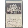 RUGBY 1908 - GREY COLLEGE BLOEMFONTEIN FIRST XV TEAM PHOTO - ON ORIGINAL POSTCARD