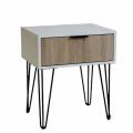 Milan Pedestal Bedside Table White With Beech Drawer