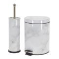 Marble Design 5 Litre Dustbin and Toilet Brush Combo - Black