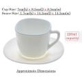 220ml White Cup & Saucer Set Plain - 6 cups and 6 Saucers