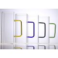 Elegant 380ml Square Glass Set With Colour Handle - Set of 4