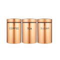 3 Piece Tea Coffee Sugar Canisters - Copper