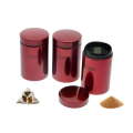 3 Piece Tea Coffee Sugar Canisters - Red