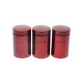 3 Piece Tea Coffee Sugar Canisters - Red