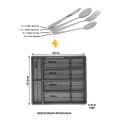 Grey Cutlery Divider Plastic + 24 Pieces Cutlery Set - Combo