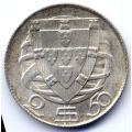 Portugal 2$50 1946 Silver 3.5 gm 650 fine silver uncirculated.