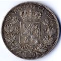 Belgium (Belge, Belgique) Leopold II 1869 5 Francs 900 fine silver