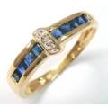 9CT SOLID YELLOW GOLD AND GENUINE SAPPHIRE AND DIAMOND RING