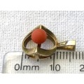 Vintage 9ct Gold and Coral `Wisdom` Pendant