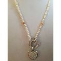 Natural Pearl with Opal and 925 silver heart pendant!! LOOK!!