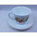 Arcopal milk glass cup and saucer - x 6